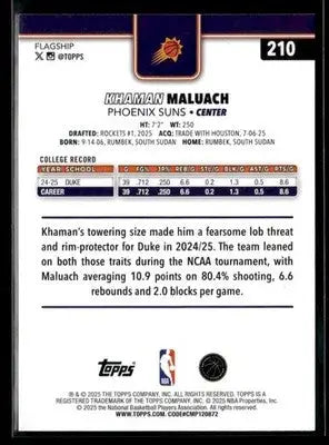 2025-26 Topps Khaman Maluach #210 RC Phoenix Suns