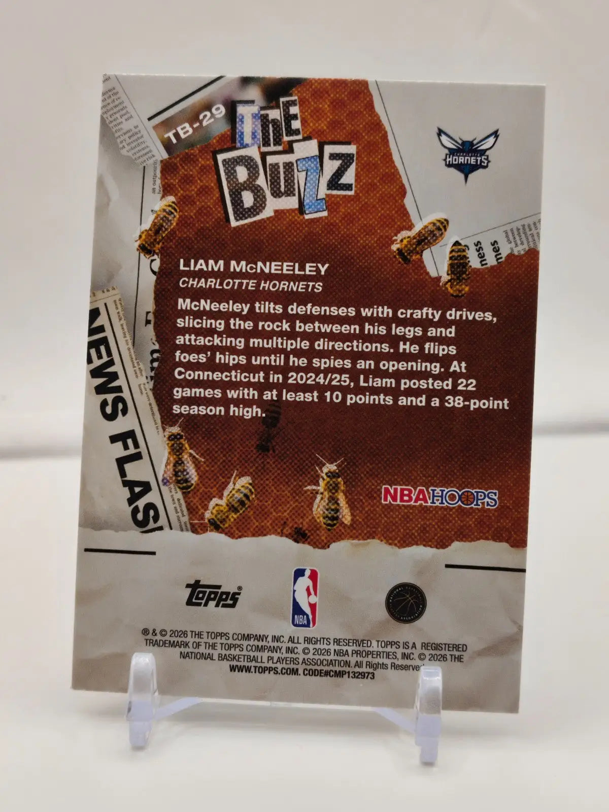 2025-26 Topps NBA Hoops The Buzz - Liam McNeely RC #TB-29 Charlotte Hornets - Basketball Card Single