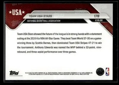 2025-26 Topps Now Team USA Stars #176 All Star Game Champions NM - Other