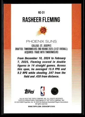 2025-26 Topps #NS-31 Rasheer Fleming New School - Basketball Card Single