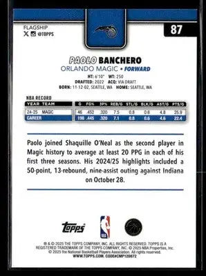 2025-26 Topps Paolo Banchero #87 Orlando Magic