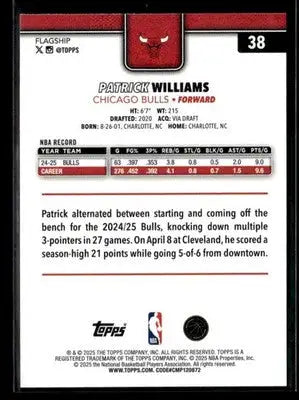 2025-26 Topps Patrick Williams #38 Base Chicago Bulls