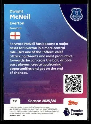 2025-26 Topps Premier League #138 Dwight McNeil - Soccer Card Single