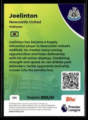 2025-26 Topps Premier League #226 Joelinton - Soccer Card Single