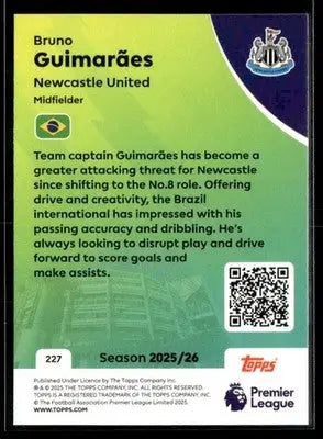 2025-26 Topps Premier League #227 Bruno Guimarães - Soccer Card Single