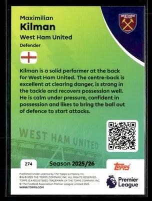2025-26 Topps Premier League #274 Maximilian Kilman - Soccer Card Single
