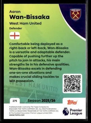 2025-26 Topps Premier League #275 Aaron Wan-Bissaka - Soccer Card Single