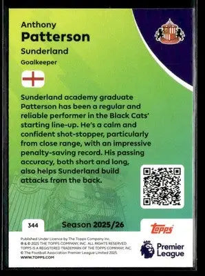 2025-26 Topps Premier League #344 Anthony Patterson - Soccer Card Single
