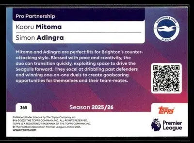2025-26 Topps Premier League #365 Kaoru Mitoma / Simon Adingra PS Rainbow Foil