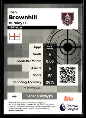 2025-26 Topps Premier League #419 Josh Brownhill