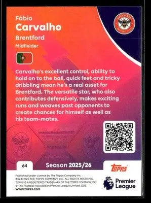 2025-26 Topps Premier League #64 Fábio Carvalho - Soccer Card Single