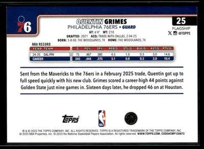 2025-26 Topps Quentin Grimes #25 Philadelphia 76ers