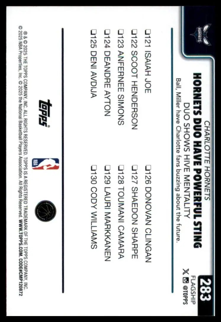 2025-26 Topps Rainbow Foil Charlotte Hornets #283 Basketball Card NBA Sports - Basketball Card Single