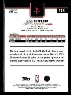 2025-26 Topps Reed Sheppard #178 Crackleboard Houston Rockets