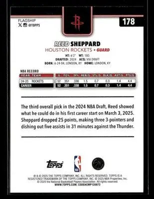 2025-26 Topps Reed Sheppard #178 Houston Rockets