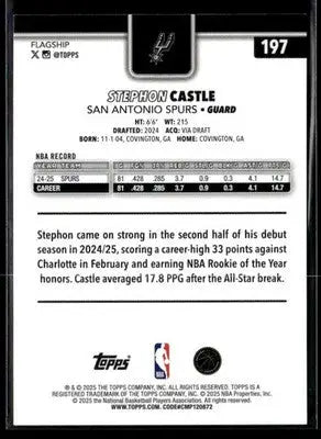 2025-26 Topps Stephon Castle #197 San Antonio Spurs