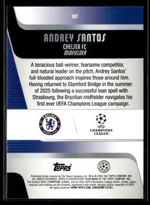 2025-26 Topps UEFA Club Competitions Andrey Santos #107 Chelsea FC