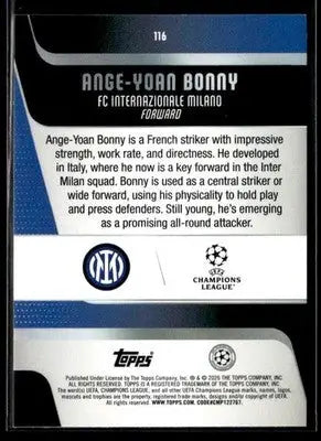 2025-26 Topps UEFA Club Competitions Ange-Yoan Bonny #116 Inter Milan