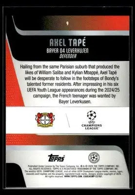 2025-26 Topps UEFA Club Competitions Axel Tape #9 RC Bayer 04 Leverkusen - Soccer Card Single