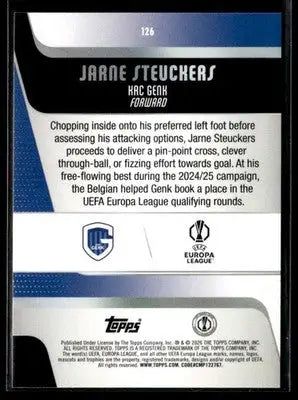 2025-26 Topps UEFA Club Competitions Jarne Steuckers #126 RC Genk
