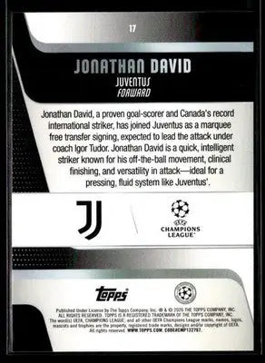 2025-26 Topps UEFA Club Competitions Jonathan David #17 Juventus