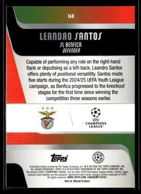 2025-26 Topps UEFA Club Competitions Leandro Santos #160 RC Benfica