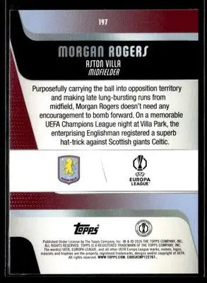 2025-26 Topps UEFA Club Competitions Morgan Rogers #197 Aston Villa