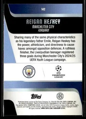 2025-26 Topps UEFA Club Competitions Reigan Heskey #142 RC Manchester City - Soccer Card Single