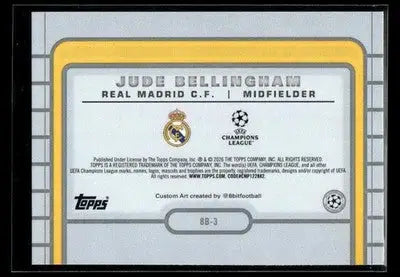 2025-26 Topps UEFA Club Comps Jude Bellingham #8B-3 8-Bit Shots Real Madrid CF