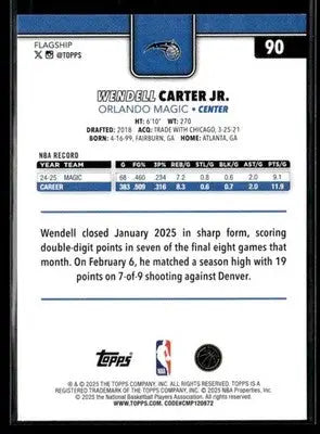 2025-26 Topps Wendell Carter Jr. #90 Orlando Magic