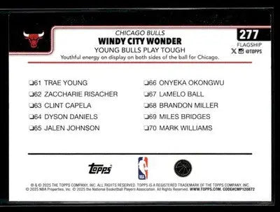 2025-26 Topps Windy City Wonder: Young Bulls Play Tough #277 Chicago Bulls