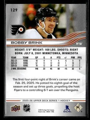 2025-26 Upper Deck #129 Bobby Brink - Hockey Card Single