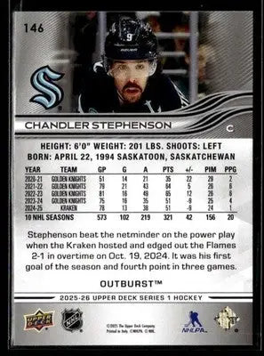 2025-26 Upper Deck #146 Chandler Stephenson Outburst Silver - Hockey Card Single