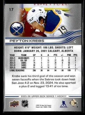 2025-26 Upper Deck #17 Peyton Krebs - Hockey Card Single