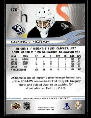 2025-26 Upper Deck #170 Connor Ingram - Hockey Card Single