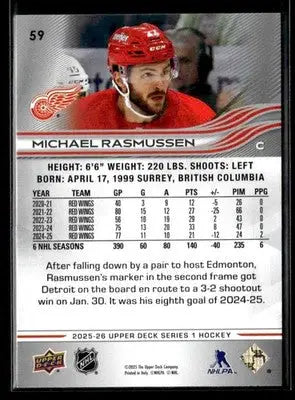 2025-26 Upper Deck #59 Michael Rasmussen - Hockey Card Single