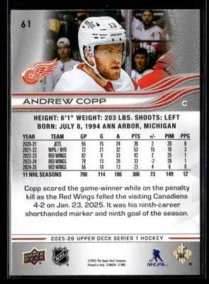 2025-26 Upper Deck #61 Andrew Copp - Hockey Card Single