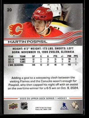 2025-26 Upper Deck Martin Pospisil #20 Calgary Flames - Hockey Card Single