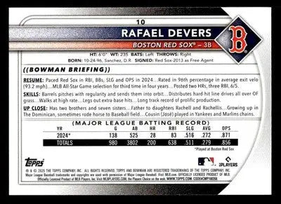 2025 Bowman #10 Rafael Devers - Baseball Card Single