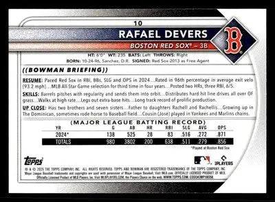 2025 Bowman #10 Rafael Devers - Baseball Card Single