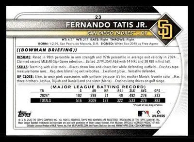 2025 Bowman #23 Fernando Tatis Jr. - Baseball Card Single