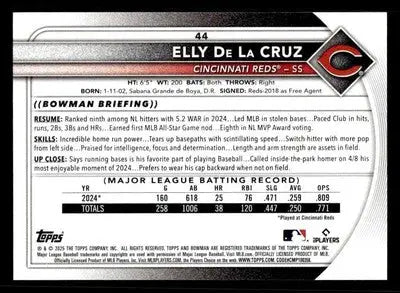 2025 Bowman #44 Elly De La Cruz - Baseball Card Single