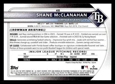 2025 Bowman #48 Shane McClanahan - Baseball Card Single