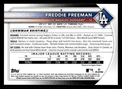 2025 Bowman #5 Freddie Freeman - Baseball Card Single
