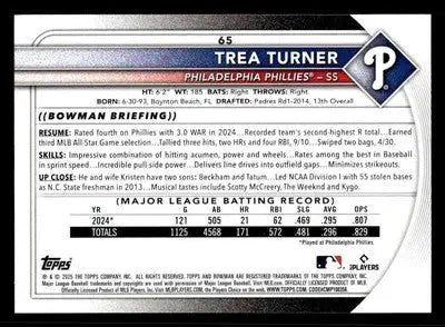 2025 Bowman #65 Trea Turner - Baseball Card Single