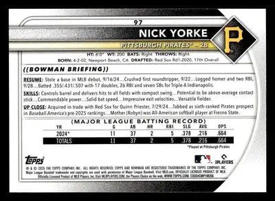 2025 Bowman #97 Nick Yorke - Baseball Card Single