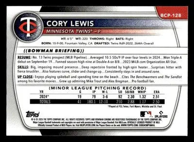 2025 Bowman #BCP-128 Cory Lewis Chrome Prospects - Baseball Card Single