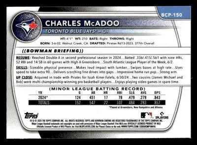 2025 Bowman #BCP-150 Charles McAdoo Chrome Prospects - Baseball Card Single