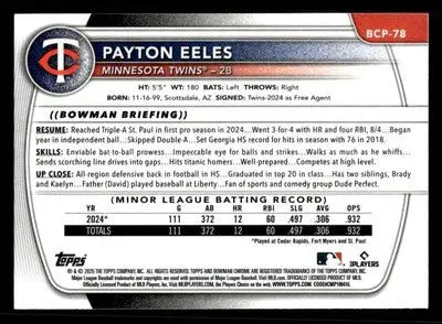 2025 Bowman #BCP-78 Payton Eeles Chrome Prospects - Baseball Card Single