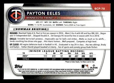 2025 Bowman #BCP-78 Payton Eeles Chrome Prospects - Baseball Card Single